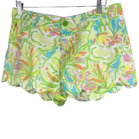 Lilly Pulitzer The Buttercup Short Women 6 Green Multi Callahan Floral Scalloped - Picture 1 of 8